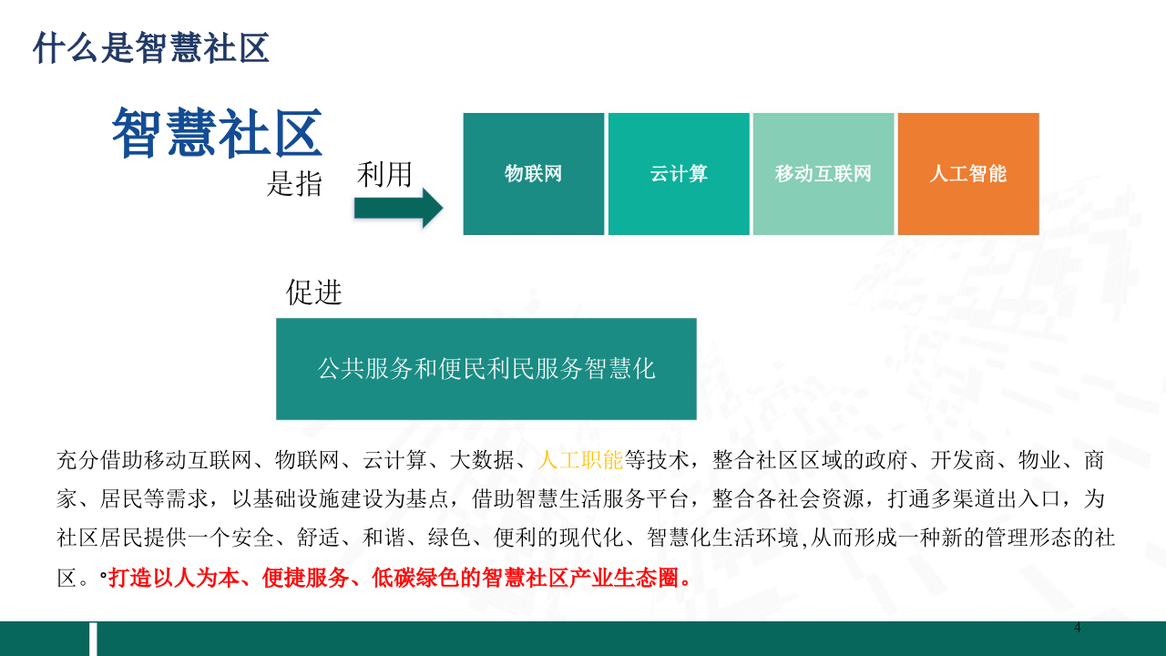 新型&ldquo;绿色低碳&rdquo;智慧社区 PPT(29页) 第4页