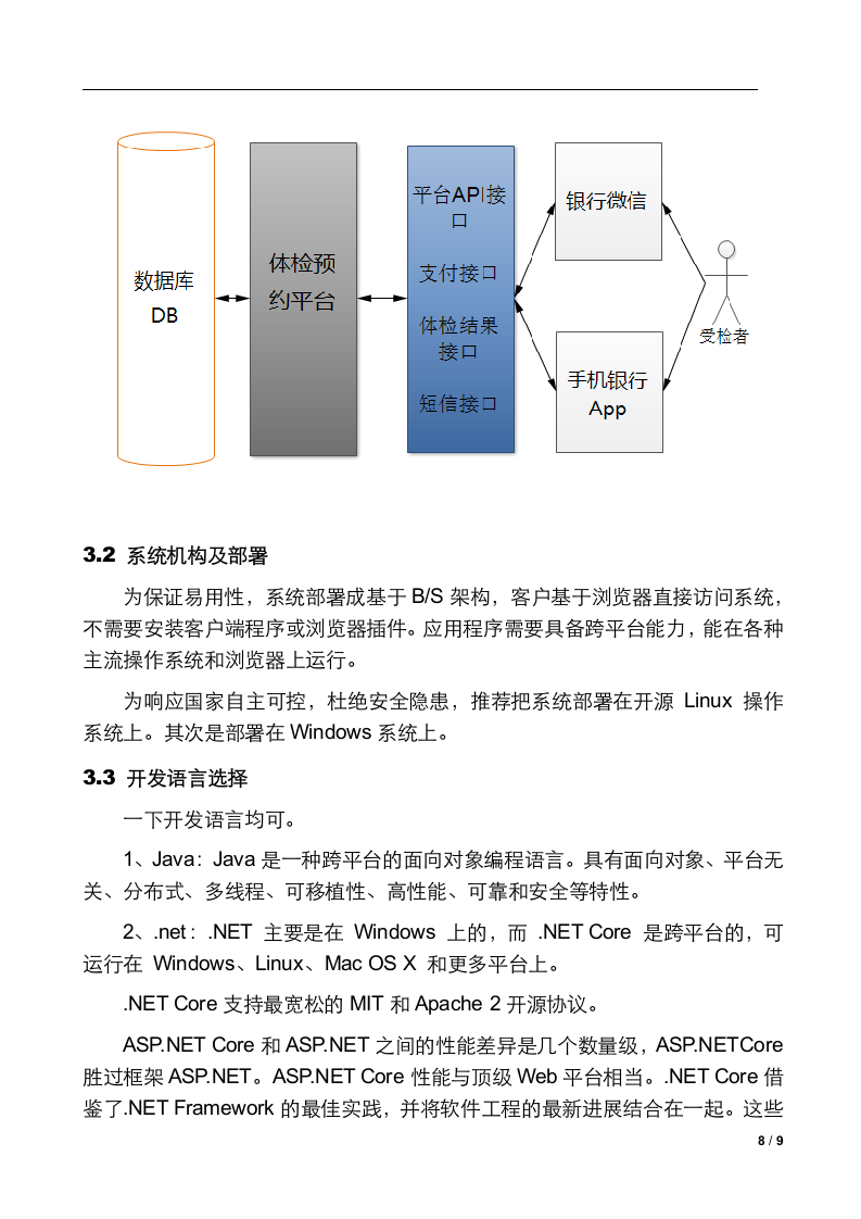 体检预约平台建设方案(银行) Word(9页) 第8页