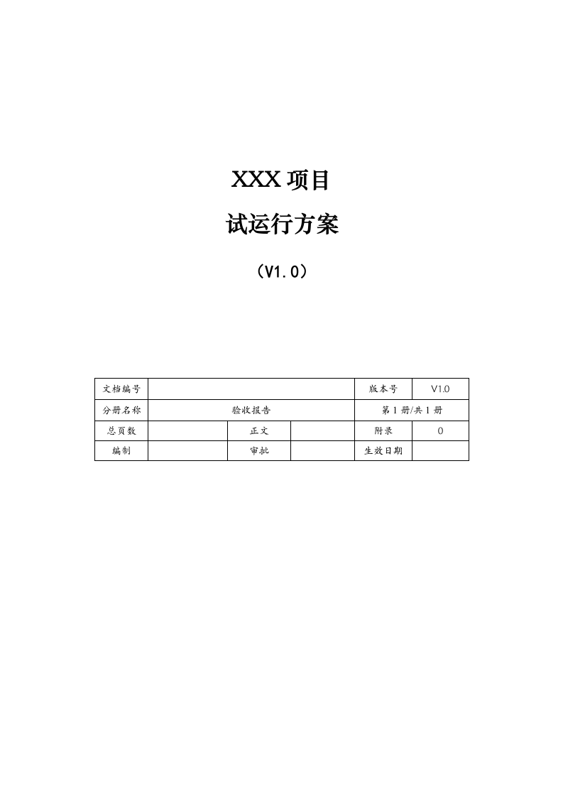 项目试运行方案(模板) 第1页