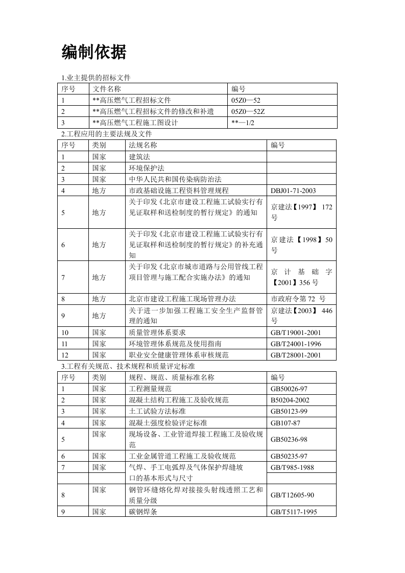 高压燃气管线建设市政工程施工组织设计方案 Word(51页) 第3页