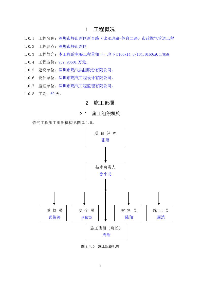 深圳市坪山新区市政燃气管道工程施工组织设计 Word(18页) 第3页