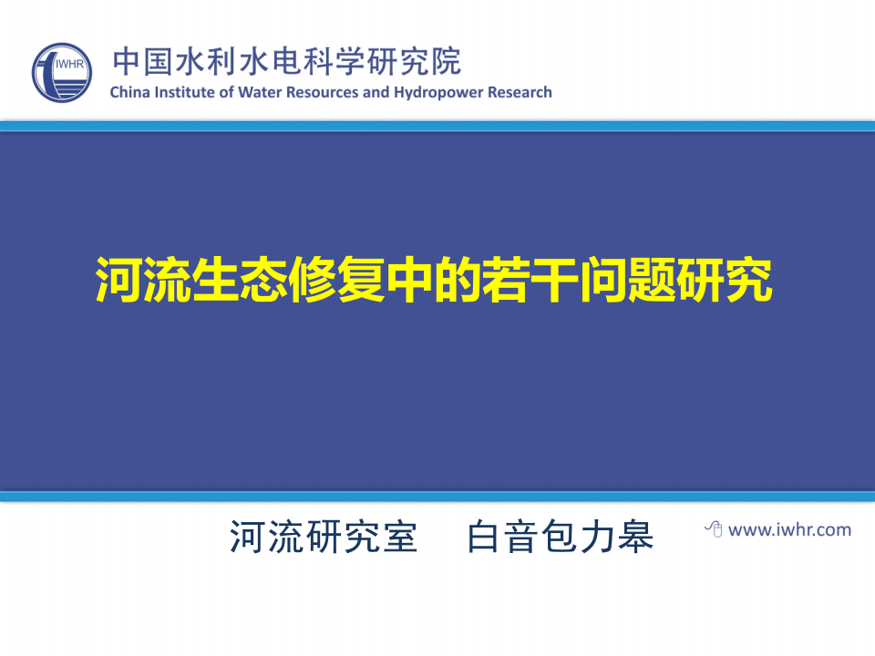 中国水利水电科学研究院&middot;河流生态修复中的若干问题研究 PPT(39页) 第1页