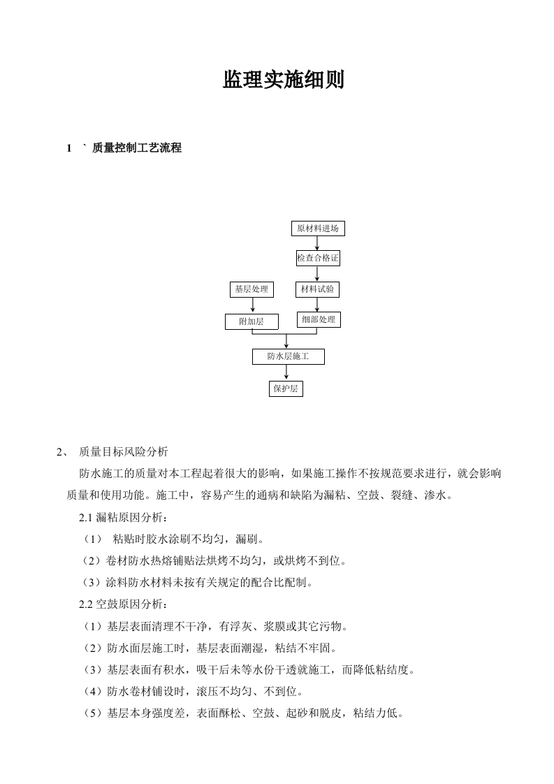 卷材、涂料防水工程监理细则 Word(4页) 第1页