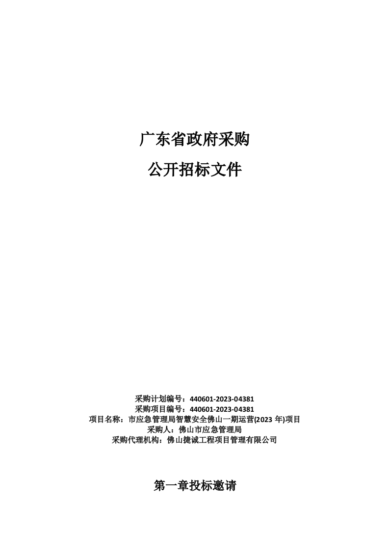 智慧安全佛山一期运营(2023年)项目 Word(100页) 第1页