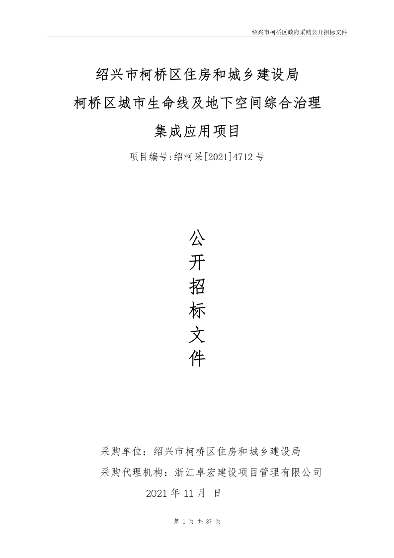 柯桥区城市生命线及地下空间综合治理集成应用项目 第1页