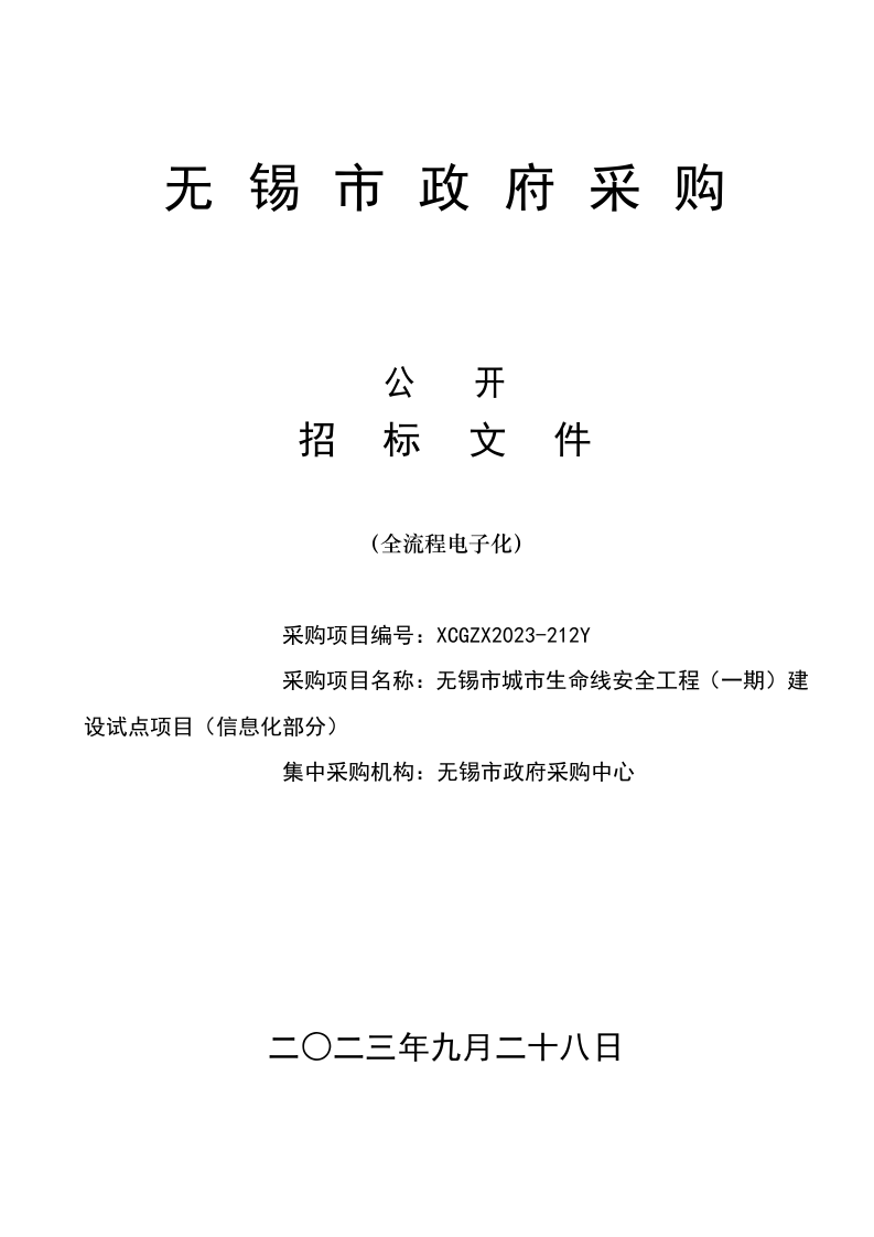 无锡市城市生命线安全工程（一期）建设试点项目（信息化部分） 第1页